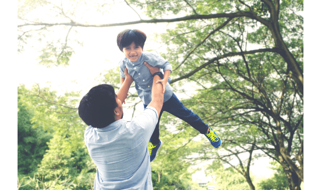 Father and son having fun on Father's Day.