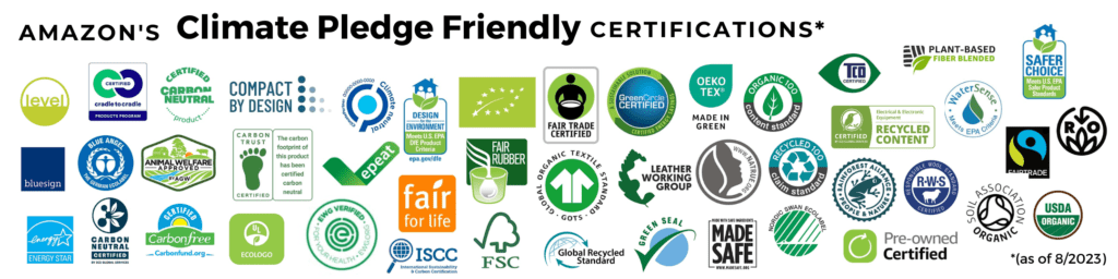 These are the certifications that get your Amazon Climate Pledge Friendly product noticed.