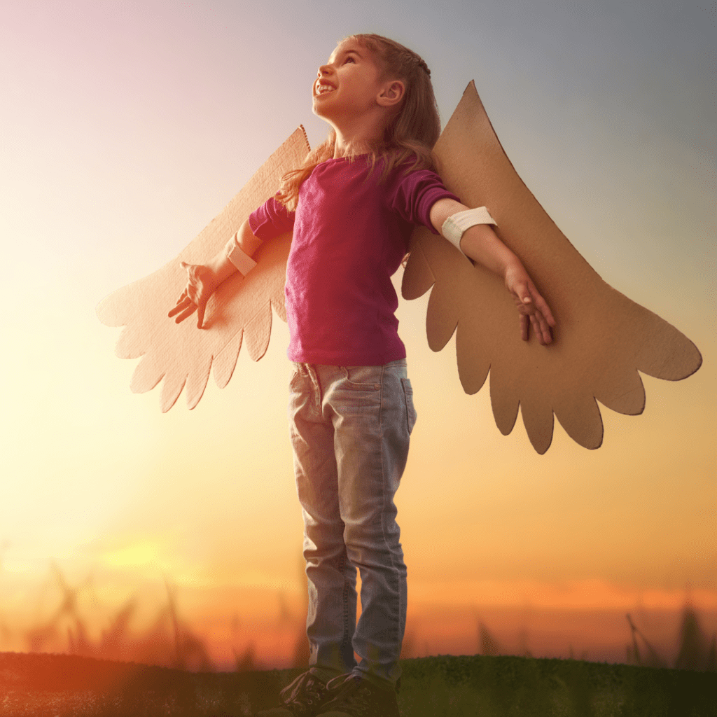 Girl with Wings Looking in Distance